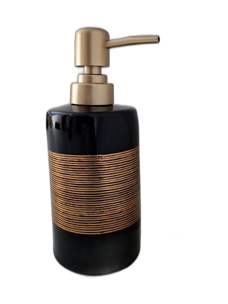 Dispenser de cerámica negro y dorado