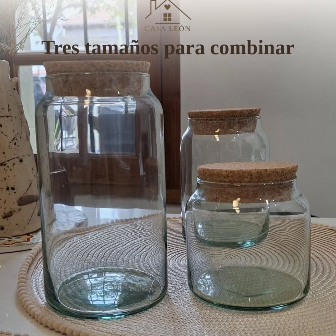 Set de 3 frascos con tapa de corcho