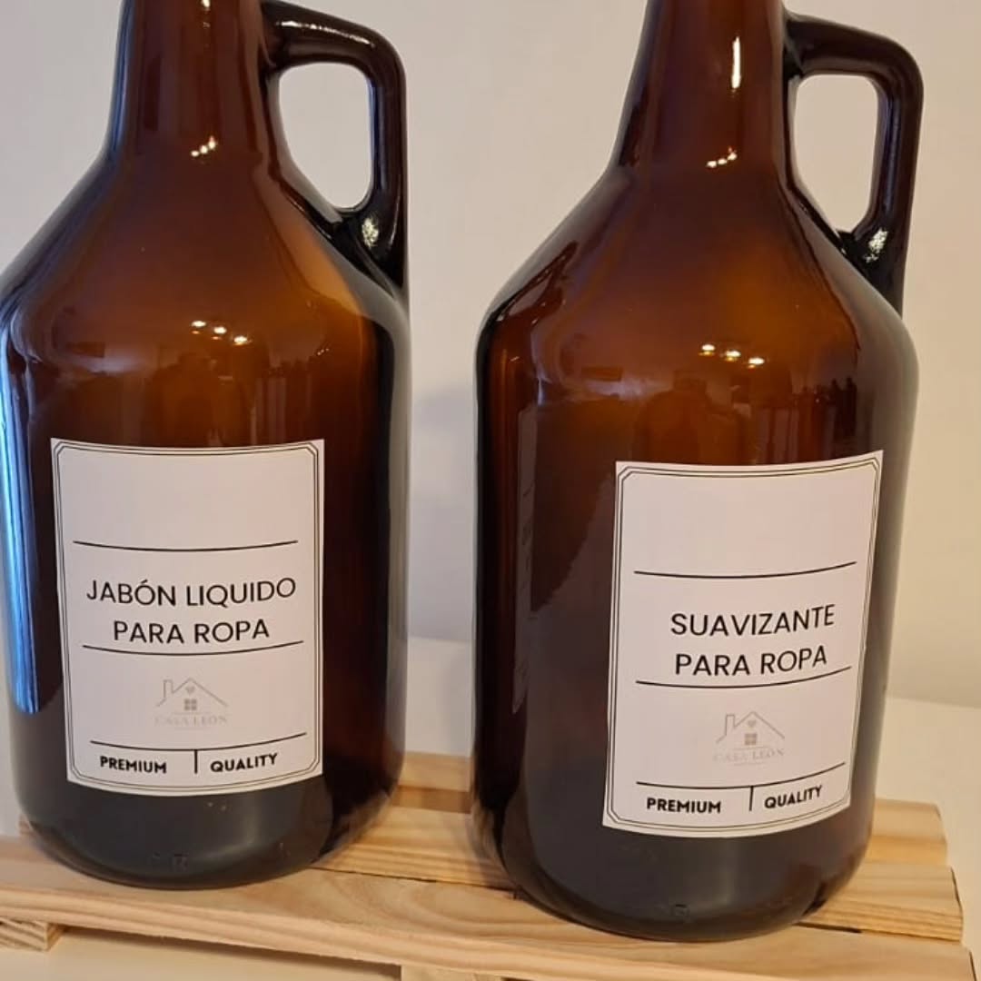 Set lavadero: 2 botellones ámbar